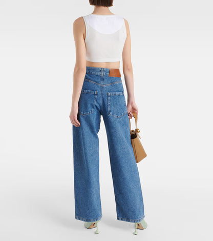 Anagram high-rise wide-leg jeans