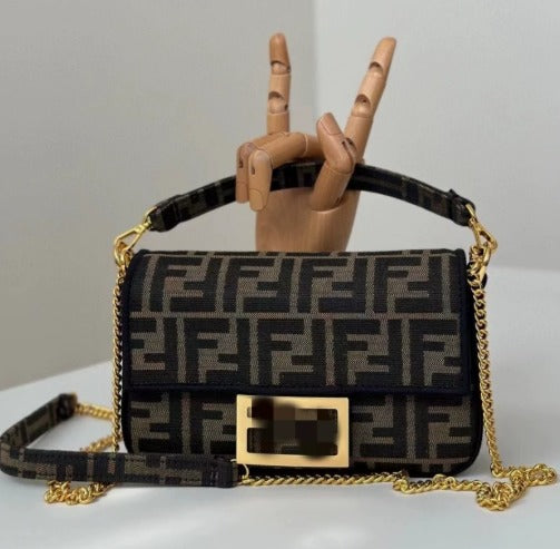 Baguette FF Jacquard Wallet On Chain