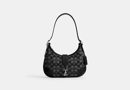 Hobo Bag In Crystal Signature Jacquard Black