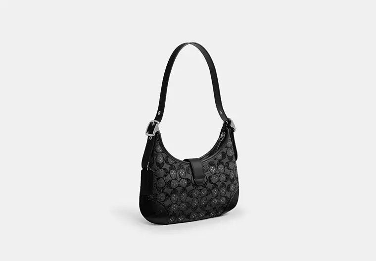 Hobo Bag In Crystal Signature Jacquard Black